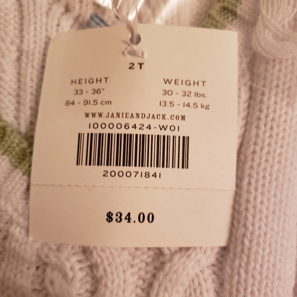 3/$20 NWT Janie & Jack White Sweater vest - Picture 4 of 4